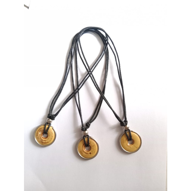 KALUNG TALI HITAM LIONTIN CIN-CIN PRIA WANITA/STENLIS STEEL/TITANIUM/COD