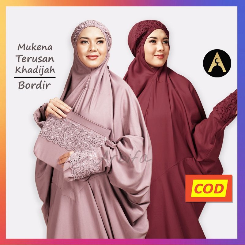 Mukenah terusan khodijah jumbo dewasa katun siti khodijayah  syarini full bordil cocok untk traveling/ cocok buat pergi haji,umro /oleh haji_umro