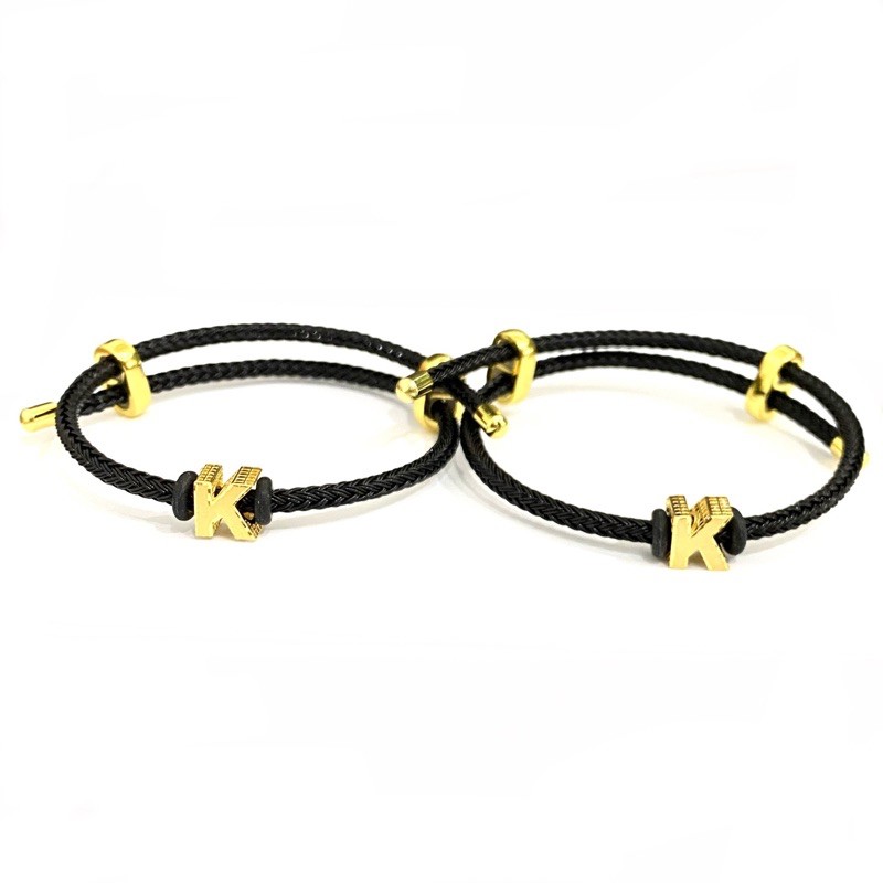 Gelang Tali Set Liontin Emas Asli Kadar 700 Huruf K Balok