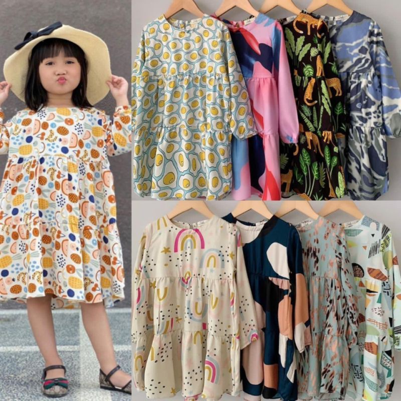 ZADA TUNIK DRESS ANAK MOTIF KEKINIAN