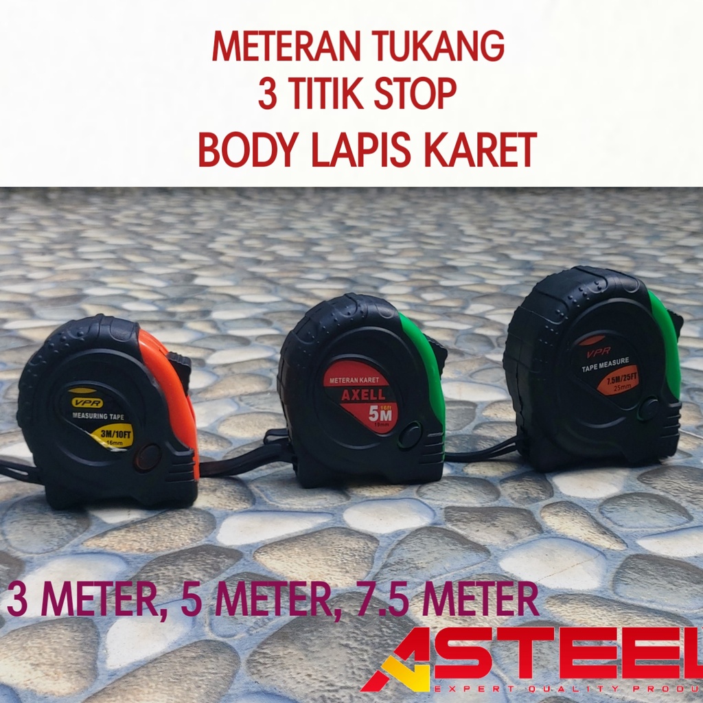 ASTEEL Meteran rol tukang bangunan panjang 3 meter 5 meter 7,5 meter - Measuring tape original