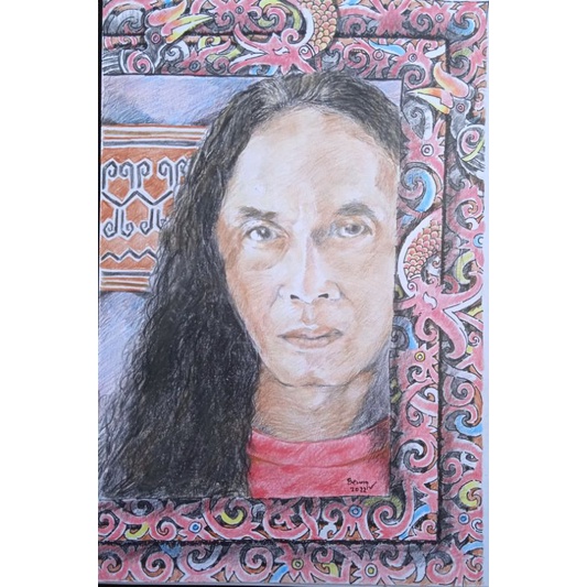 

Kado Sketsa/Lukis wajah karakter Dayak (asli lukisan tangan)