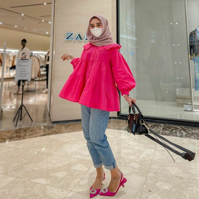 LAMIA BLOUSE ATASAN WANITA TREND FASHION KEKINIAN / ATASAN WANITA / KOREAN STYLE TERBARU 2022