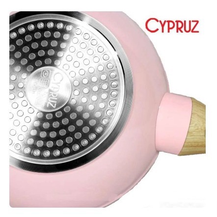 Cypruz FP-0901 Pink Fry Wok Wajan Cekung Induksi Ceramic Coating 24 cm