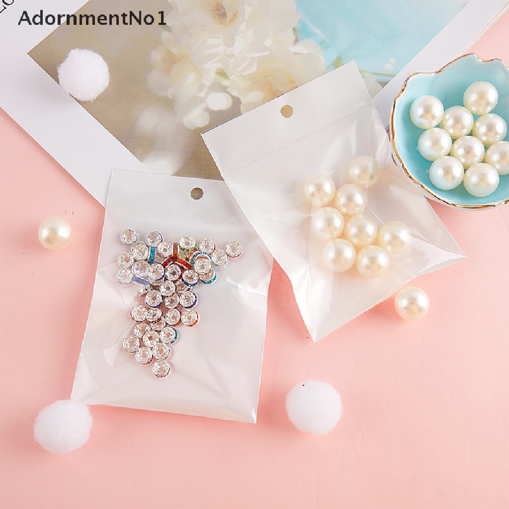 (AdornmentNo1) 50pcs Kantong Plastik Cellophane Putih Dengan Segel Untuk Perhiasan DIY