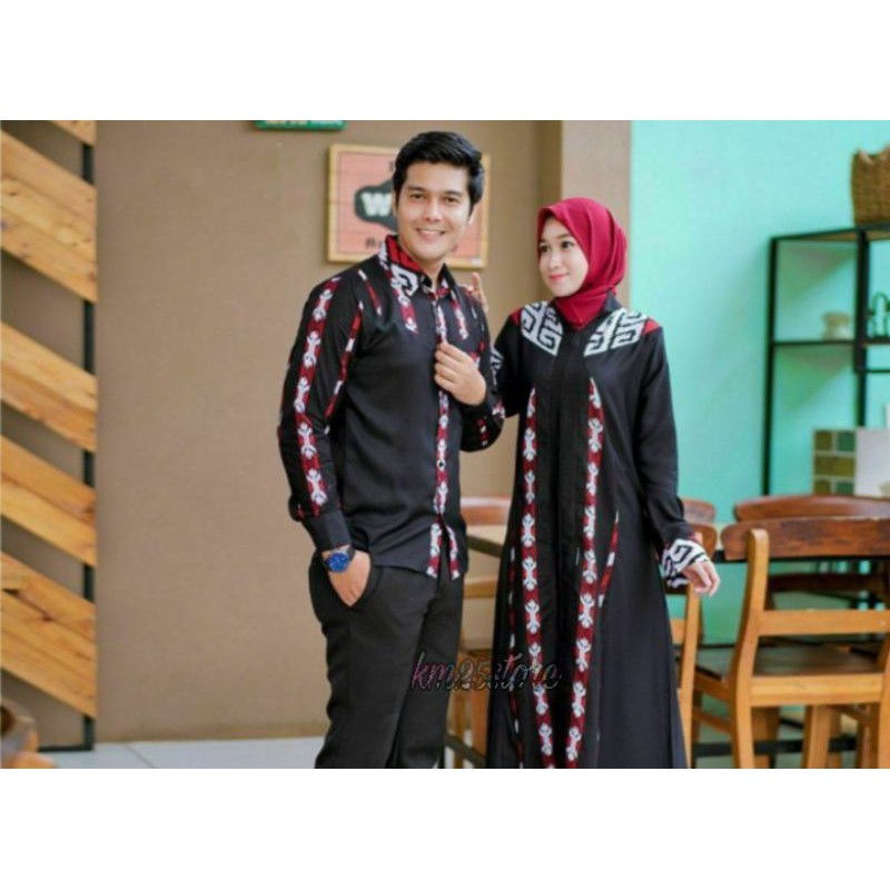 Baju Gamis Couple Batik Kombinasi Keluarga modern