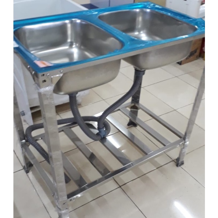 BAK CUCI PIRING 2 LUBANG PLUS KAKI AS8048-ST ADICA