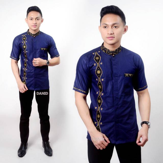 BAJU KOKO KOMBINASI BATIK BORDIL