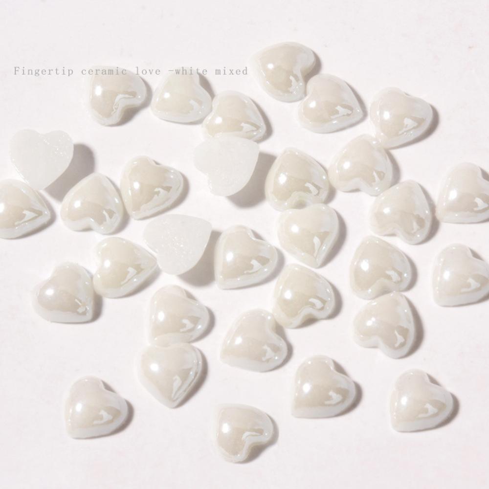 AUGUSTINA Agustina Peach Heart Nail Decoration 50pcs Peach Bentuk Hati Kaca Glitter Kristal Heart Jewelry