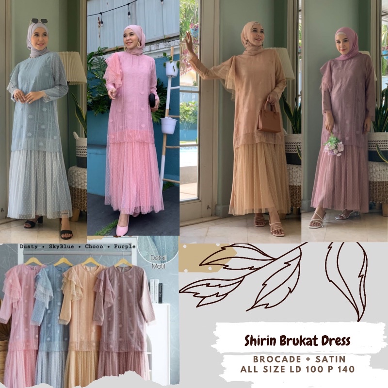 Amina Tille Bordir Ld 100 Pj 140/Dress Tille Mix Brukat/Dress Kondangan/Dress Remaja/Dress Sage