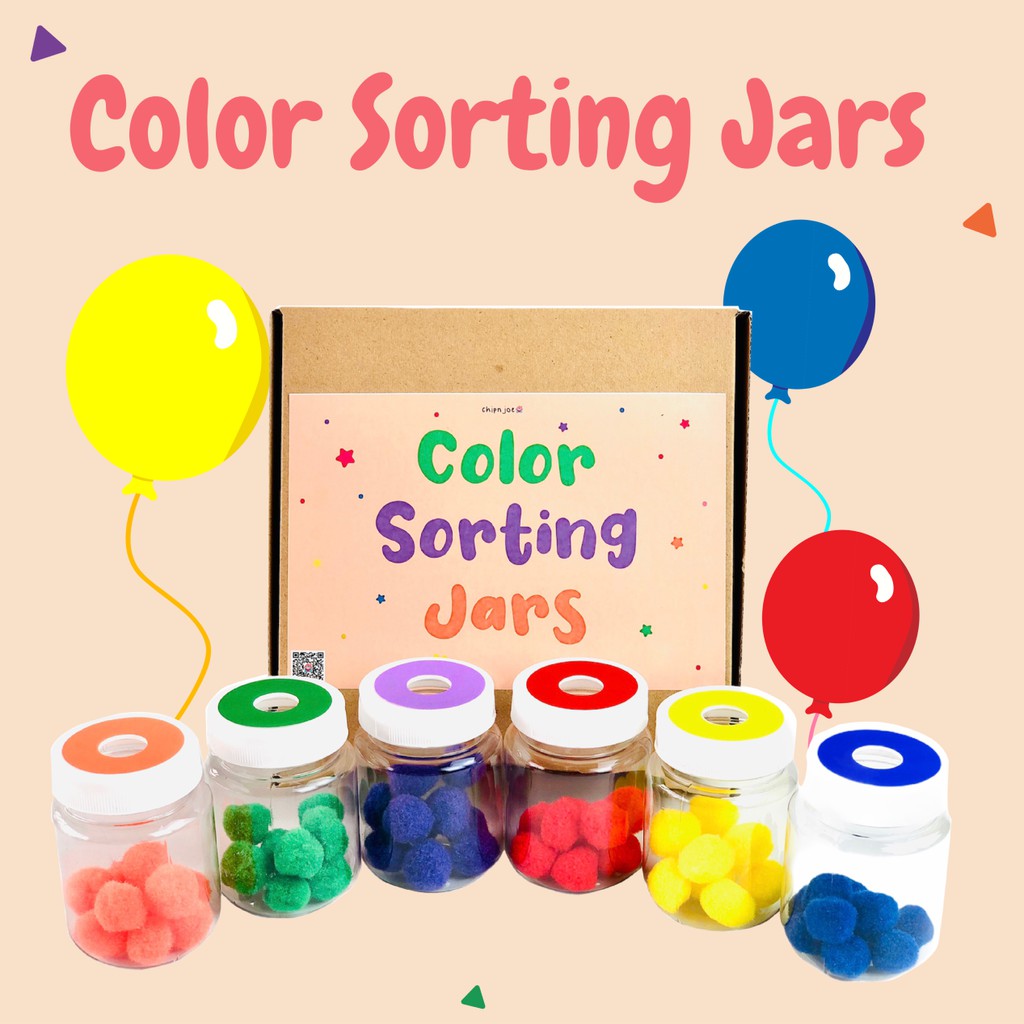 Color Sorting Jar Pom Pom Montessori Busy Jar Sensorial