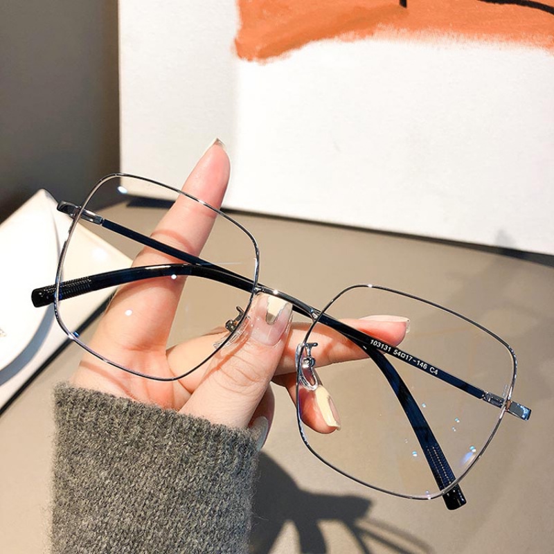 Metal Oversized Eyeglasses for Women Square Frames Fashion Candy Color