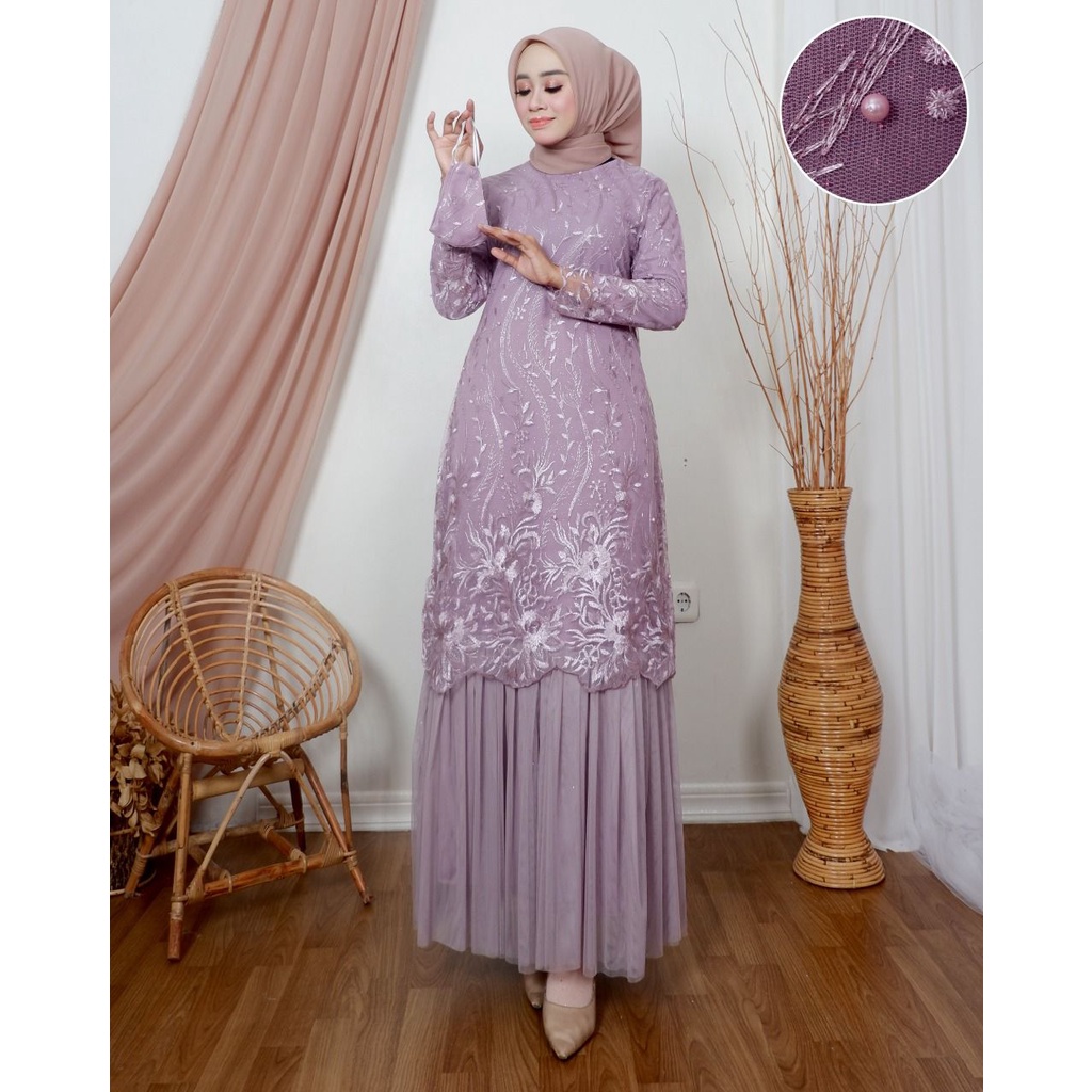 Permata Olshop / Kebaya Gamis Tutu NJ / Gamis Brokat Pesta Mewah / Kebaya Wisuda