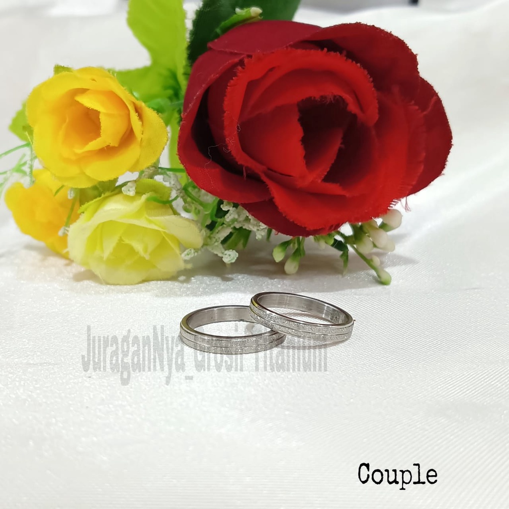 CINCIN Titanium PART 3SILVER COUPLE/PASANGAN  perhiasan fashion Korea anti karat&amp;anti luntur