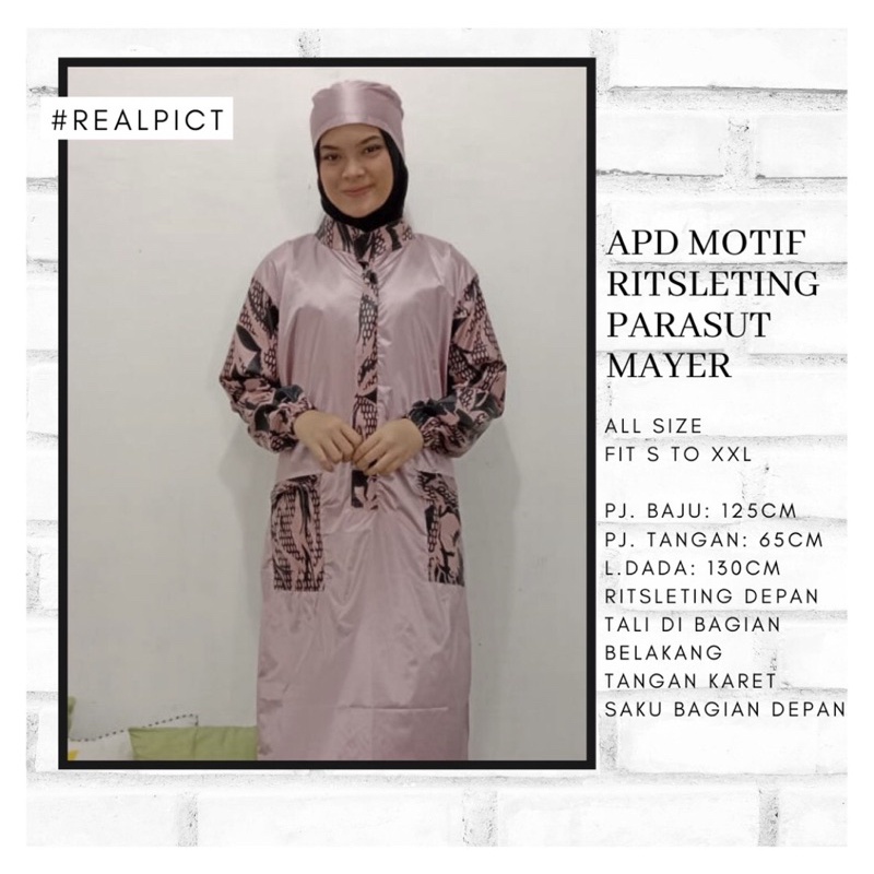 APD MOTIF RITSLETING PARASUT MAYER | APD gown medis | baju jaga APD Parasut | gown medis