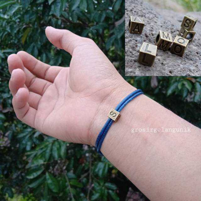 [PROMO] Gelang Waterproof Cube Initial Custom INISIAL NAMA HANDMADE [Kode Model : G141]