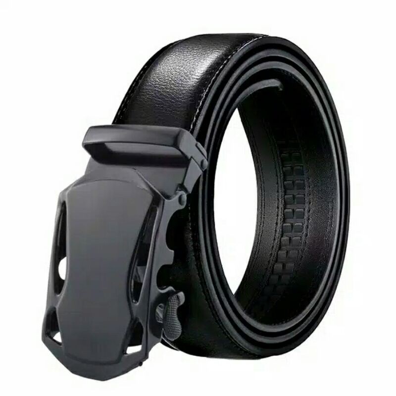 IKAT PINGGANG KULIT REL AUTOMATIC METAL BUCKLE BLACK