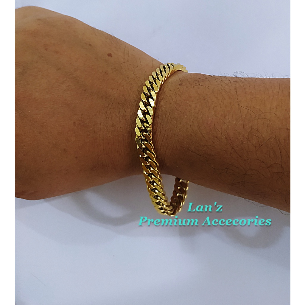 Gelang Pria Rantai Medan Emas London Titaanium Anti Karat