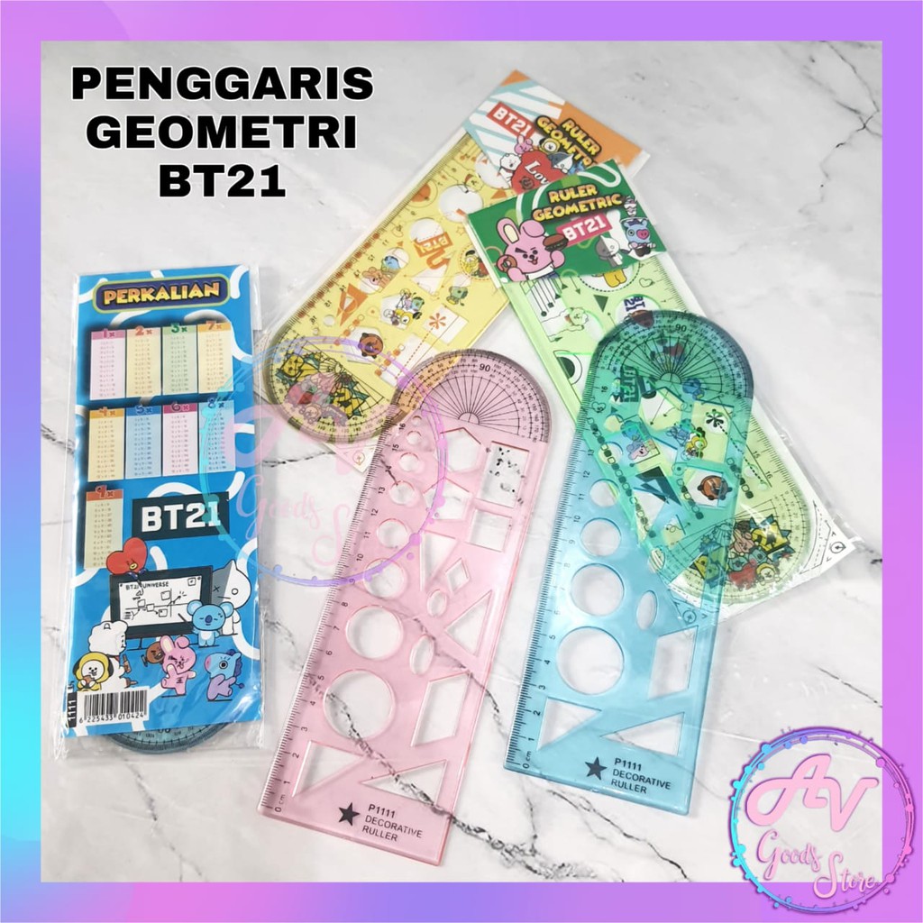 

penggaris / mistar geometric ruler / penggaris geometri karakter BT21 BTS 111