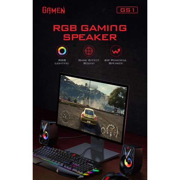 Speaker Gaming GAMEN GS1 RGB Laptop/PC Soundbar Super Bass Portable 6W