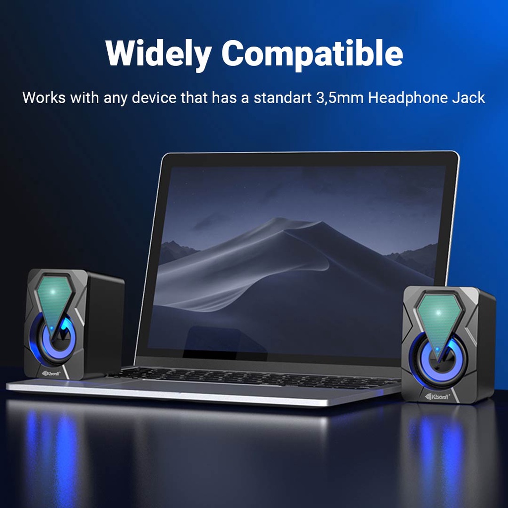 KISONLI Speaker Gaming Laptop Komputer L-9090 Led Rgb Light With Volume Control-5