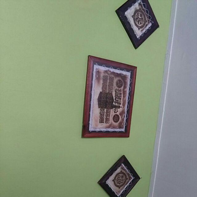 Kaligrafi 3 Pcs Kulit Kambing Asli Murah Berkualitas Allah Muhammad Kabah Besar