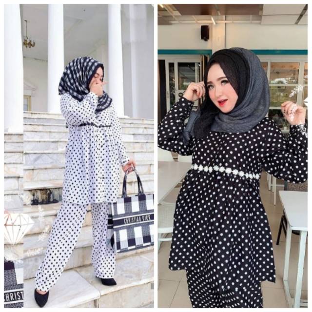 Set Rosemarry Polka AG STELAN GAMIS POLKA GAMIS SET MURAH GAMIS KEKINIAN GAMIS SEHARI HARI