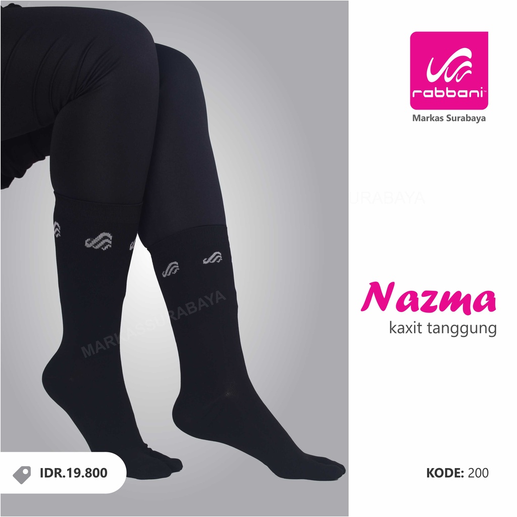 KAOS KAKI TANGGUNG NAZMA (LOGO RABBANI KECIL MELINGKAR) RABBANI ORI-200-HITAM