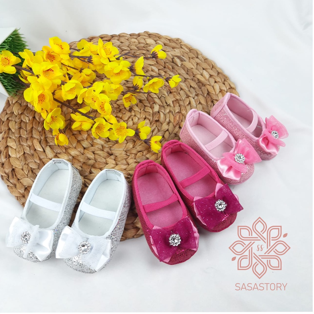 SEPATU PREWALKER BABY BAYI 0-12 BULAN GEL MANIK BLING-BLING FP05