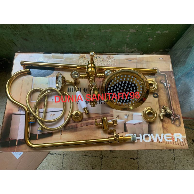 Shower tiang FSD GOLD / ROSE GOLD Coulomn set panas dingin emas kran tiang klasik