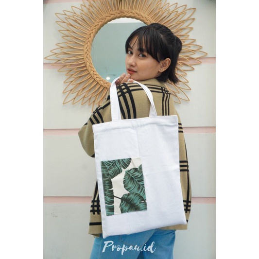 Murah (COD ) TOTEBAG KANVAS MOTIF PUTIH POLOS KANTONG Keren