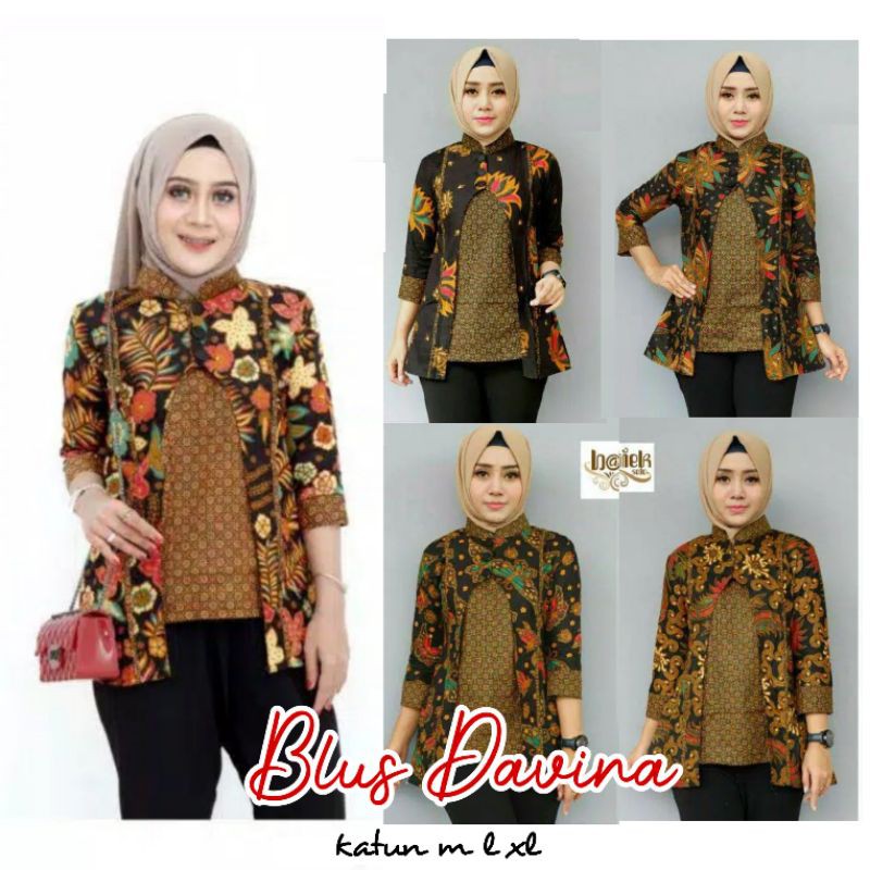 Blus kerja katun halus davina sogan murah trendy atasan baju batik lawasan wanita remaja abg cewek cewe putri modis mode fashion busui cantik keren etnik lusu murmer meriah seragam seragaman sekolah kuliah PKK kantor terbaru kekinian modern