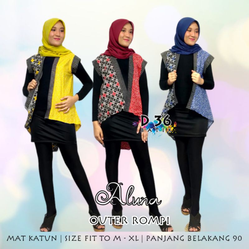 Outer Batik Rompi Katun Modern Cantik Kantor Seragam Trendy Termurah Muslimah Hijab