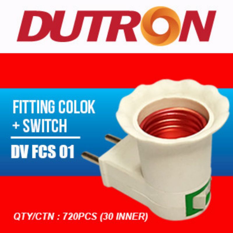 Fitting Colok + switch on off E27 Dutron / Fitting colok + Saklar on off Dutron