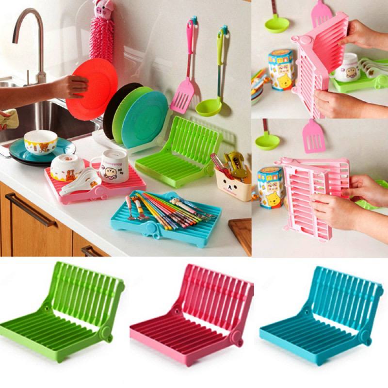 JT - Tatakan Piring Lipat Rak Piring Lipat Pengering Gelas Portable Dish Rack Drying Foldable Tempat Alas Tatakan Piring Plastik Lipat