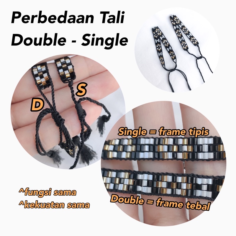 [COD] 3 Row Bead Loom Bracelet [11motif] - Gelang Tali Manik Beads Persahabatan Couple