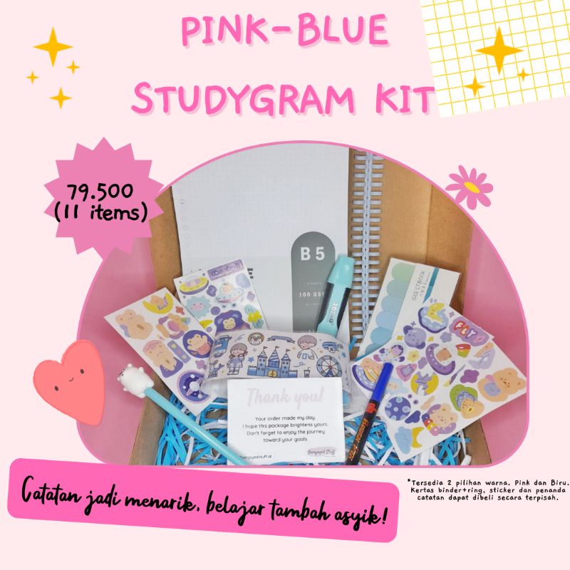 

Studygram Kit / Journal Kit Tema Cheerful Biru / Cute Lucu Jurnal Kit / Gift Box / Paket Studygram