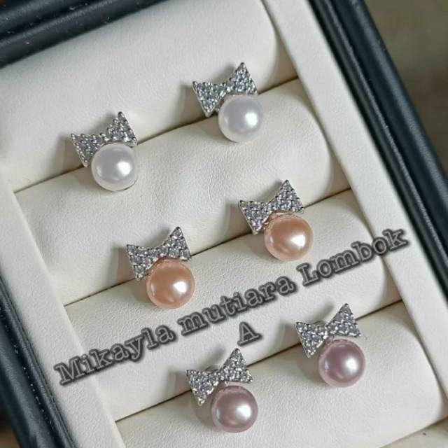 TERBARU Giwang mutiara asli Lombok [ Rhodium lapis emas  mutiara tawar ]