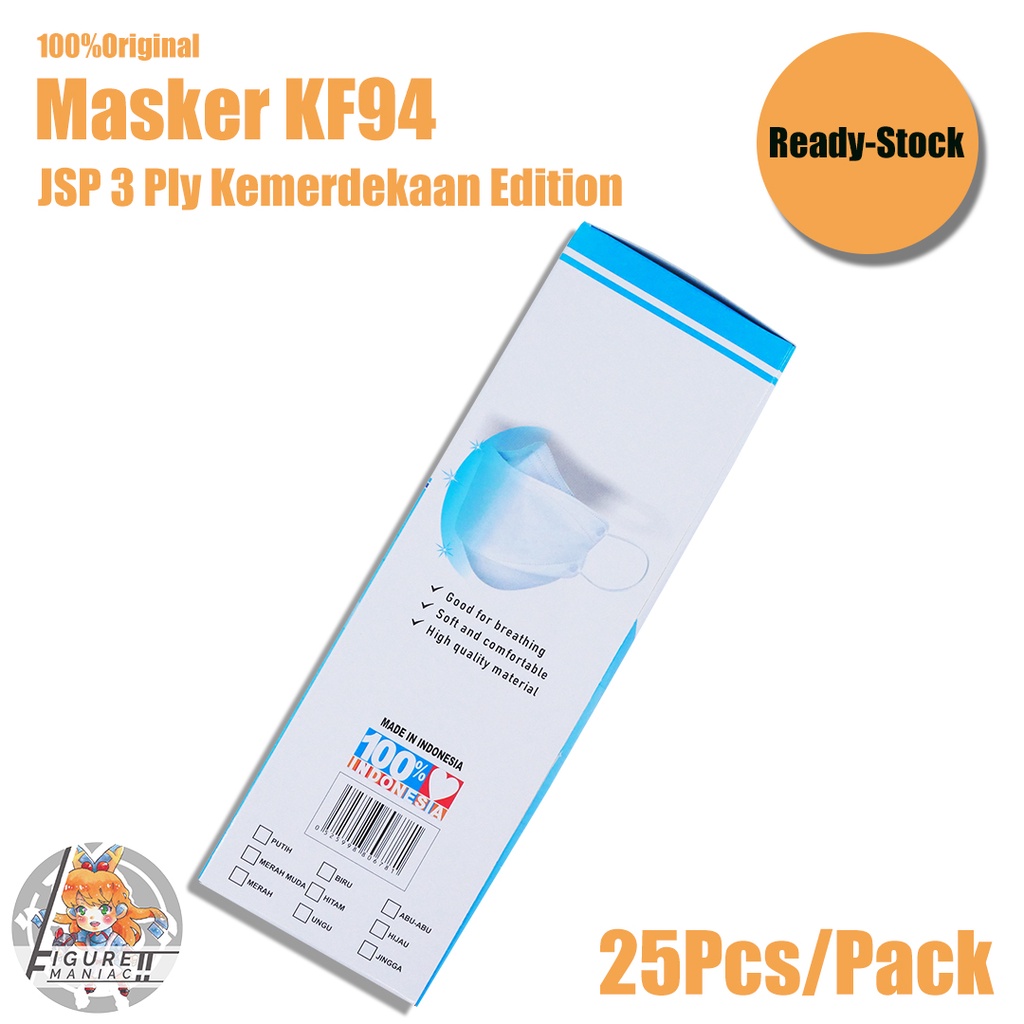 Masker KF94 JSP Kemerdekaan Edition Merah Putih 3 Ply isi 25 Pcs