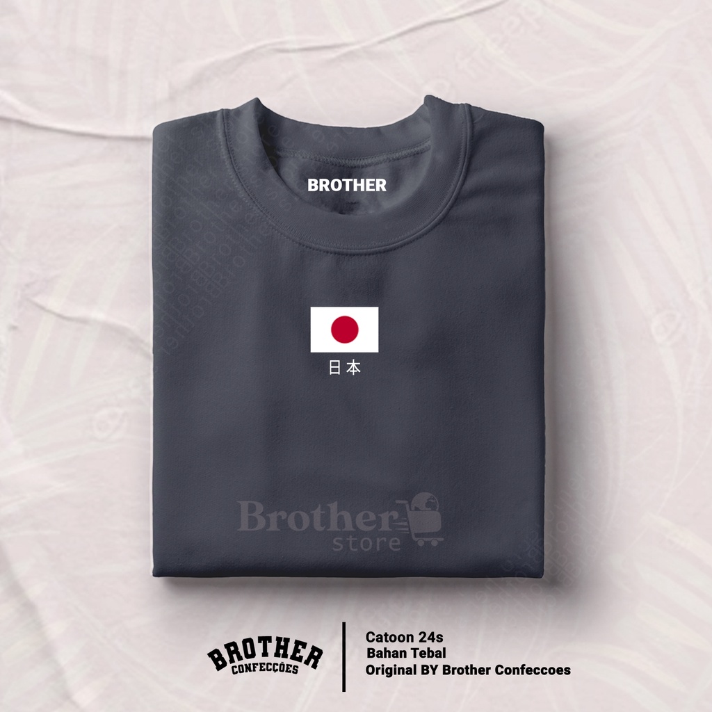 Brother Store Kaos Distro Pria - Cewek Cowok -  JAPAN Text Putih Hitam