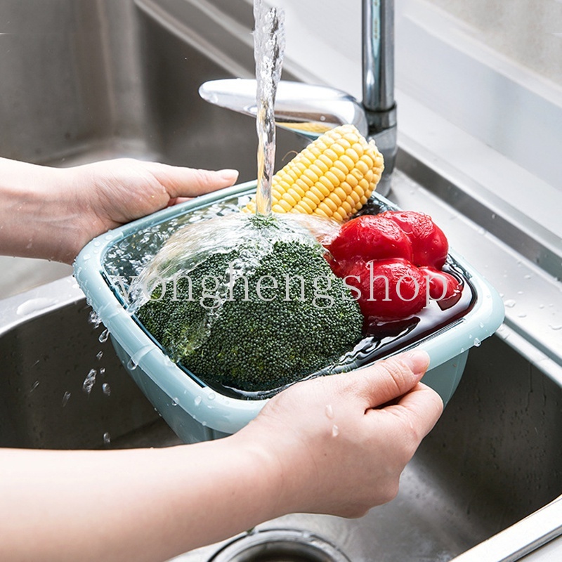 Keranjang Penyimpanan Buah Sayuran Lapisan Ganda Dengan Penutup Untuk Kulkas Dapur