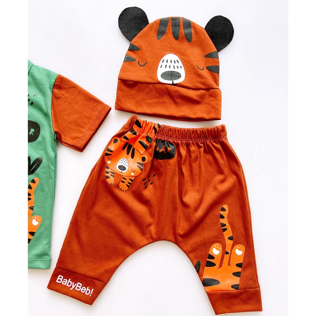 BERSERTIFIKASI SNI Premium Cotton Bamboo KIND TIGER by babybeb Baju Setelan Kaos Celana Pergi Jalan Lucu Fashion Anak Bayi Cowok Laki Terlaris ZEN FOX