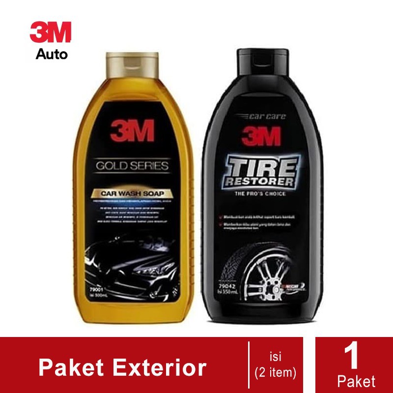 3M Paket Exterior Pack - Car Wash Gold &amp; Tire Restorer - Sampo dan Semir Ban Mobil