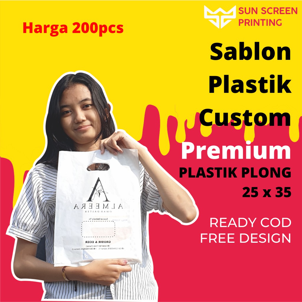 Sablon Plastik Packing Olshop Plong 25x35 Murah Free Design isi 200pcs