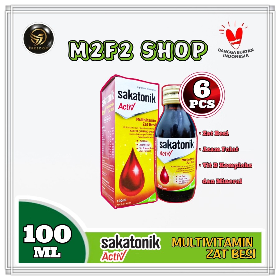 Sakatonik Aktiv Liver Sirup Dewasa Multivitamin Zat Besi - 100 ml (Kemasan 6 Pcs)