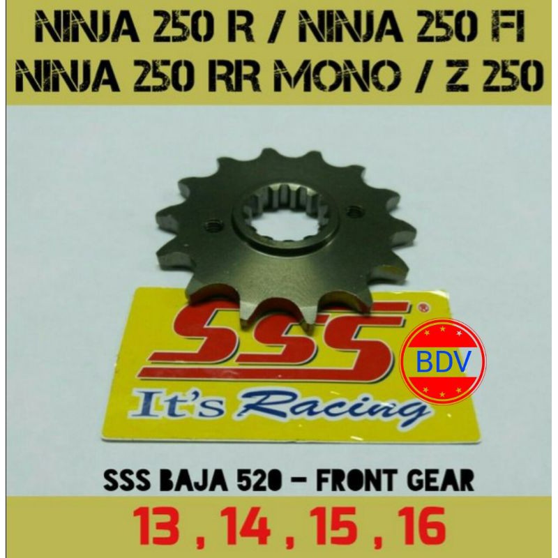 Gear/ Gir Depan SSS 520 Ninja 250Carbu, Ninja 250Fi, Ninja 250 Mono, Z250 520 X 13T, 14T, 15T