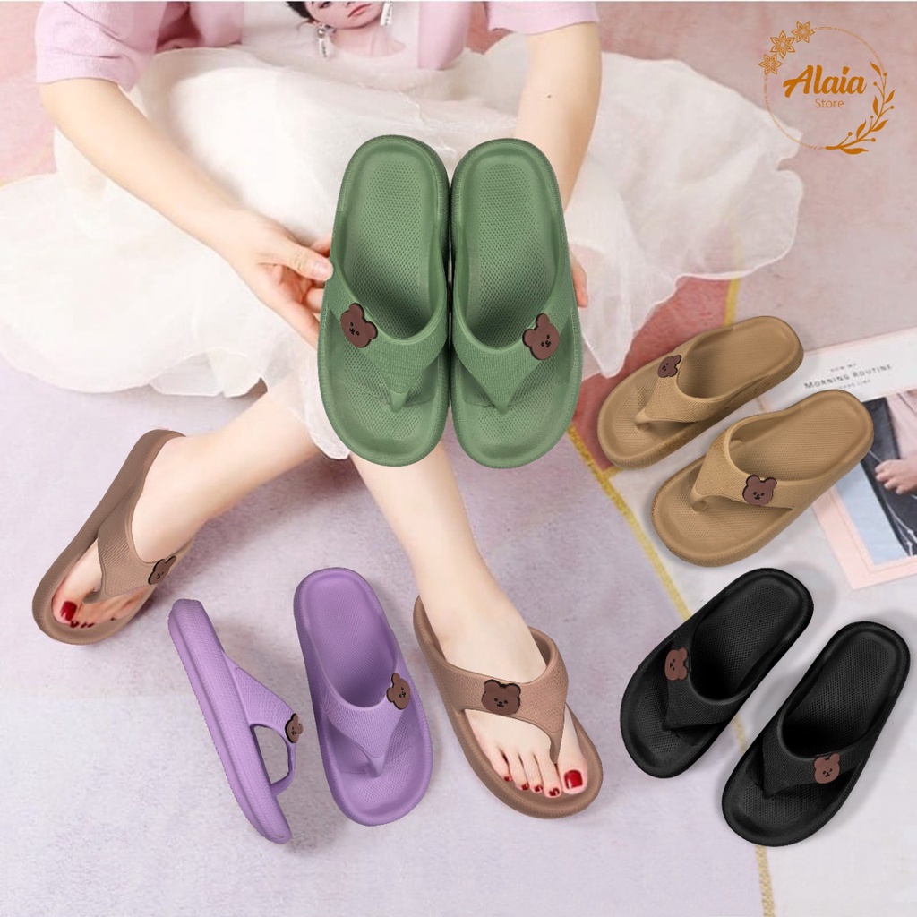 Sandal Jepit Wanita Bear Anti Slip Wonderly Sendal Cewek Karet Jelly Empuk Premium N014