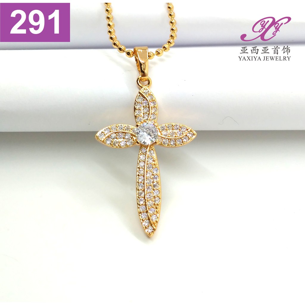 

Liontin Salib permata Perhiasan imitasi Lapis emas Gold 18k Yaxiya 291