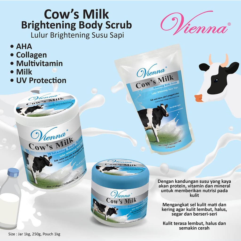 ⭐BAGUS⭐ VIENNA GOATS MILK BRIGHTENING BODY SCRUB / LULUR BADAN SUSU KAMBING 250GR