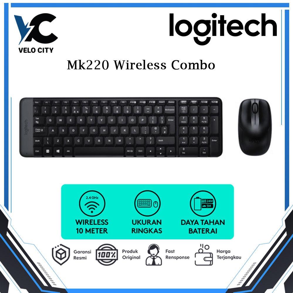 Keyboard Wireless Logitech MK220 Keyboard Mouse Wireless